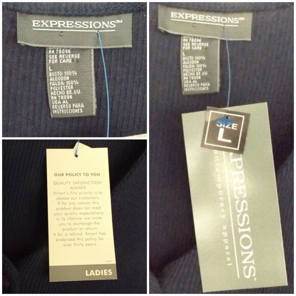 new EXPRESSIONS Dress, L, Vintage, Ribbed Blue Upper/Poly Maxi Skirt, Short slv - Picture 7 of 10